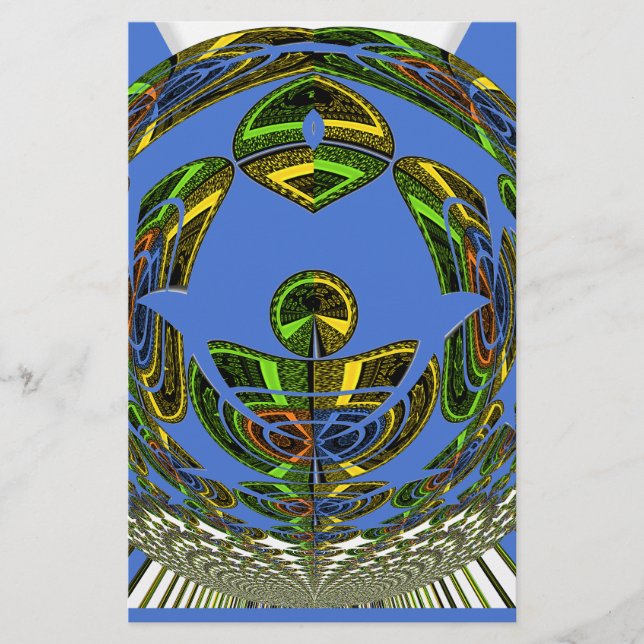 Papelaria Lindo Vetor Étnico Tradicional Africano Azul (Frente)