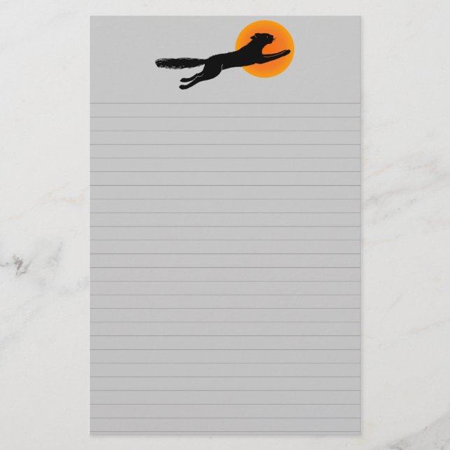 Papelaria Lineda Halloween Gato Preto Lua Laranja (Frente)