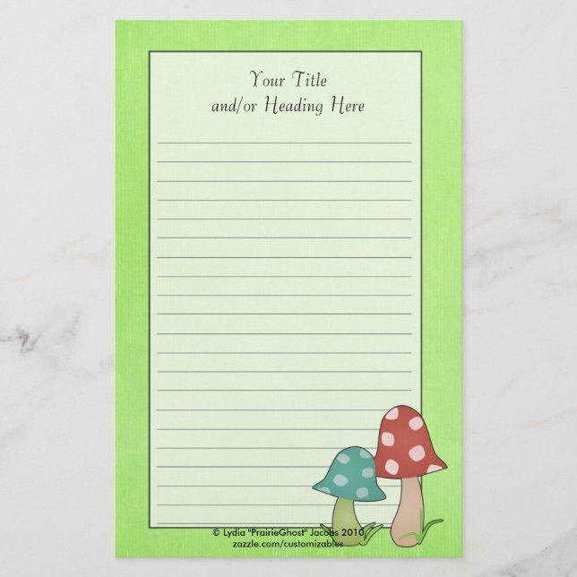 Papelaria Linguagem de Toadstool Woodland (Frente)