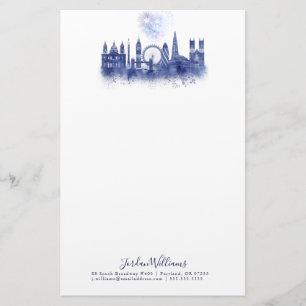Papelaria Linha do Céu de Londres - Azul de Watercolor