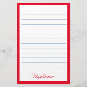Papelaria Linhas Azul Vermelho Linhas Azul Quadros Monograma