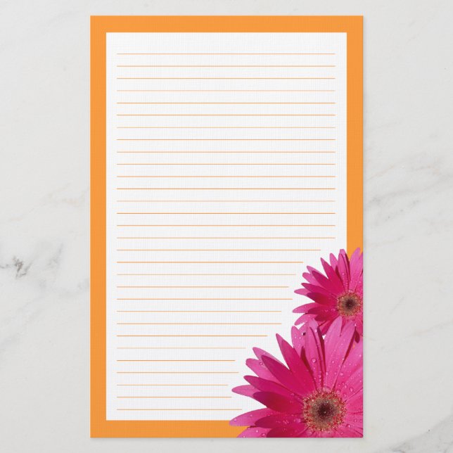 Papelaria Link Gerbera Daisy Orange Border Stationery (Frente)