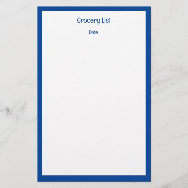 Papelaria Lista de Compra de Cor Personalizada da Borda Azul (Frente)