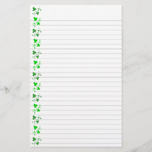 Papelaria Listada com Padrão de Trevos Verdes
