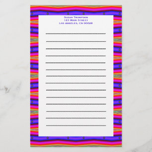 Papelaria listras azuis cor-de-rosa