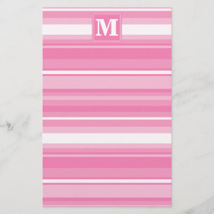 Papelaria Listras cor-de-rosa monograma