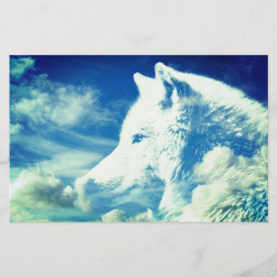 Papelaria Lobo Cabeça Em Nuvens