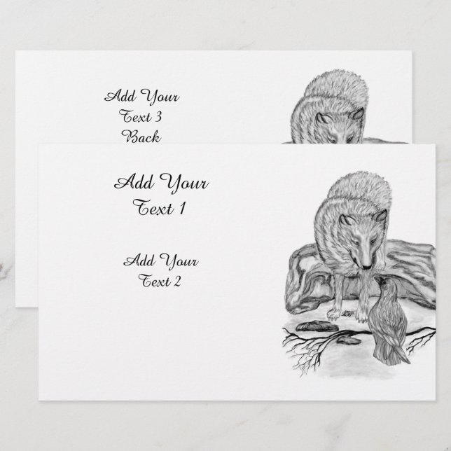 Papelaria Lobo e Raven - Design preto e branco (Frente/Verso)