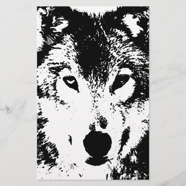Papelaria Lobo Preto e Branco (Frente)