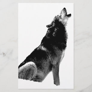 Papelaria Lobo Uivando Preto e Branco