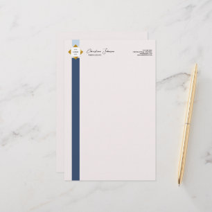 Papelaria Logotipo Dourado Trendy Blue Stripes