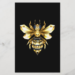 Papelaria Logotipo Faux Gold Foil Polygonal da Abelha em Pre