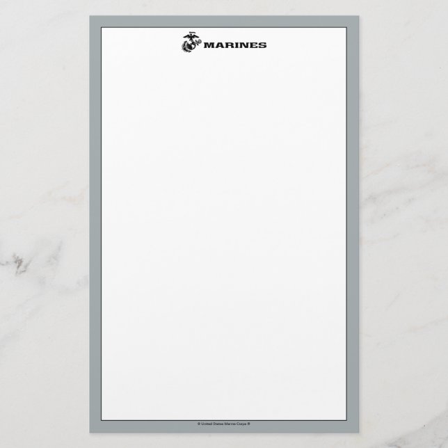 Papelaria Logotipo preto empilhado do USMC (Frente)