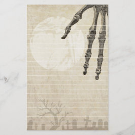 Papelaria Lua cheia do cemitério e mão do esqueleto