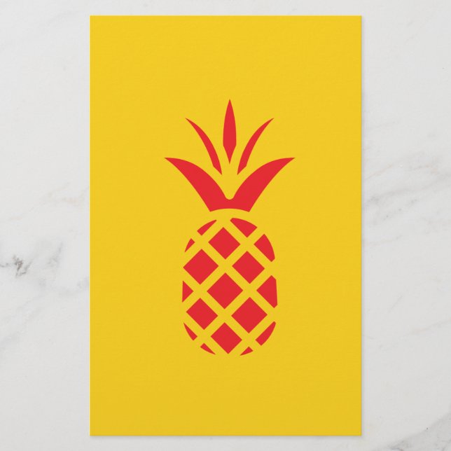 Papelaria Maçã de Pinheiro Vermelho em Amarelo. (Frente)