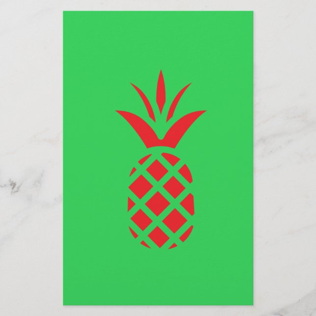 Papelaria Maçã de pinheiro vermelho em verde (Frente)