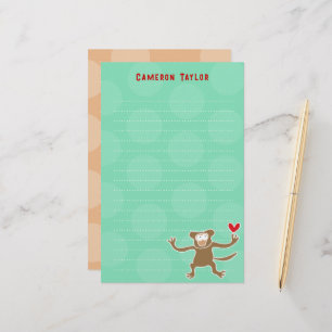 Papelaria Macaco Marrom de Desenho Animado Crianças Pontos O