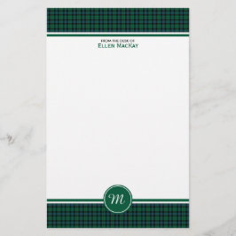 Papelaria MacKay Clan Tartan Green - Monograma da Xadrez esc