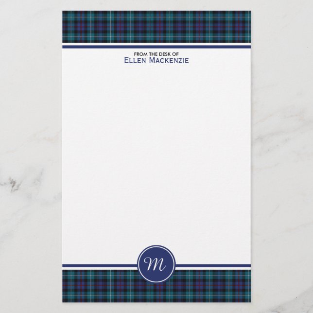 Papelaria Mackenzie Clan Modern Tartan Monographic Stationer (Frente)