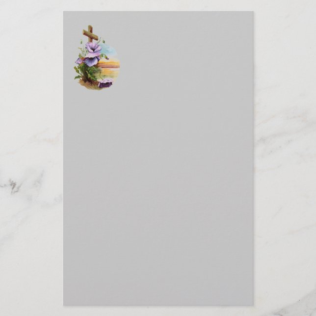 Papelaria Madeira Atravessa Com Flores Roxas (Frente)