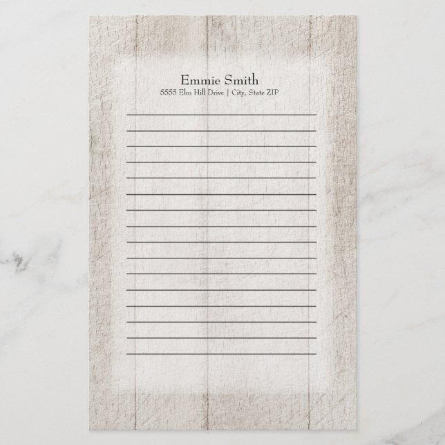 Papelaria Madeira Cinza Rústica Personalizada (Frente)