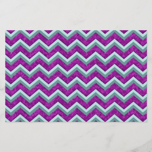 Papelaria Magenta Foil e Teal ZigZag Padrão (Frente)