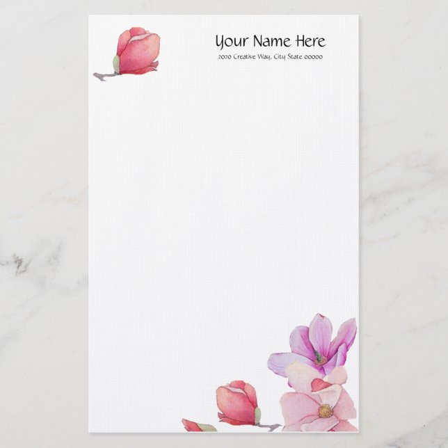Papelaria Magnolia Floral Linen Stationery (Frente)