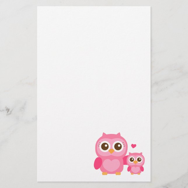Papelaria Mamãe e Eu, Coruja Bebê Fofa, Rosa (Frente)