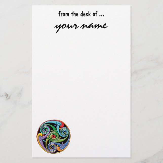 Papelaria Mandala celta bonita com redemoinhos coloridos (Frente)