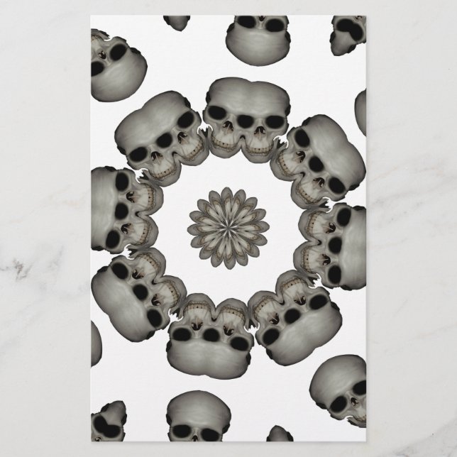 Papelaria Mandala de Crânio Humano Sinistro (Frente)