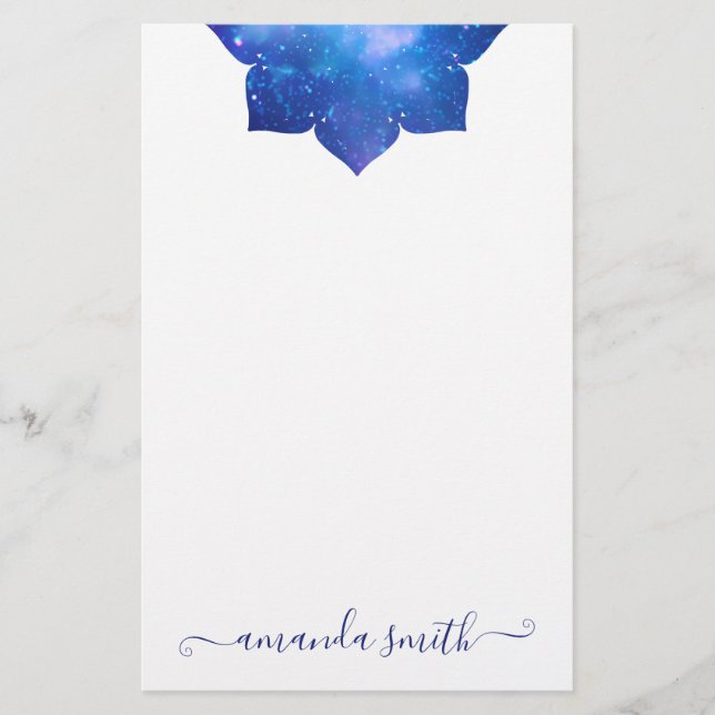 Papelaria Mandala Galáctica Azul Água (Frente)