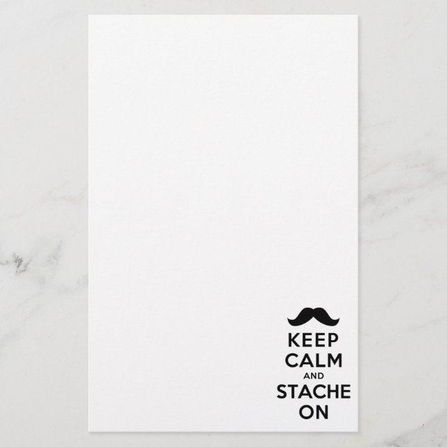 Papelaria Mantenha a calma e o Stache sobre (Frente)