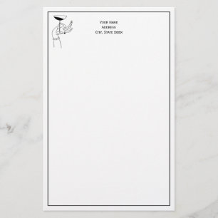 Papelaria Mão de Senhora Art Déco Segurando um Copo de Champ