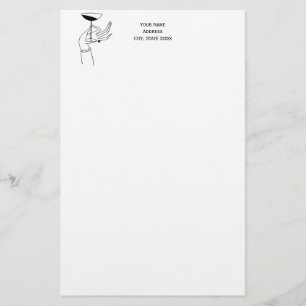 Papelaria Mão de Senhora Art Déco Segurando um Copo de Champ