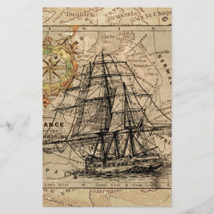 Papelaria Mapa Antigo Geral da França & Navio