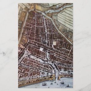 Papelaria Mapa da cidade de réplica de Roterdão 1652