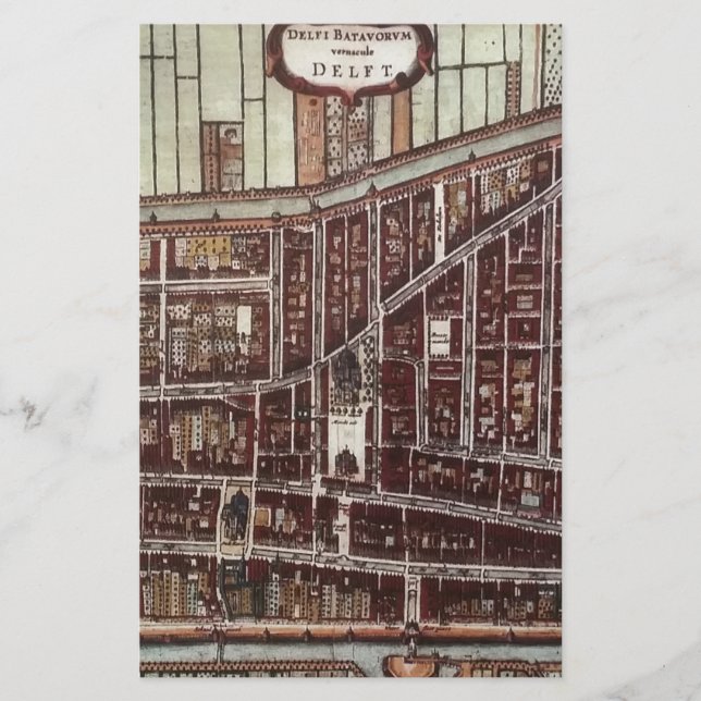 Papelaria Mapa da cidade de réplica do Delft 1649 (Frente)