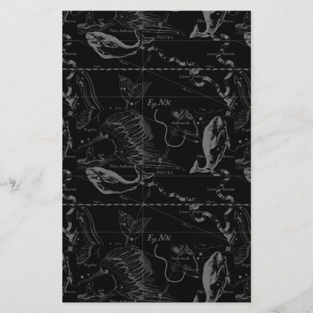 Papelaria Mapa da constelação de peixes por Hevelius 1690 (Frente)