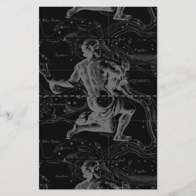 Papelaria Mapa da Constelação de Símbolo Aquário por Heveliu (Frente)