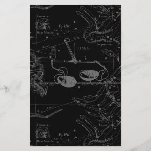 Papelaria Mapa de Hevelius 1690 da constelação do Libra no