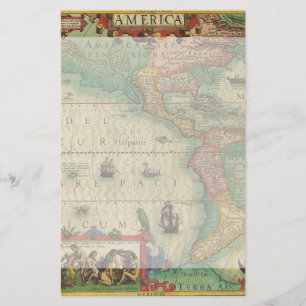 Papelaria Mapa de Velho Mundo antigo dos Americas, 1606