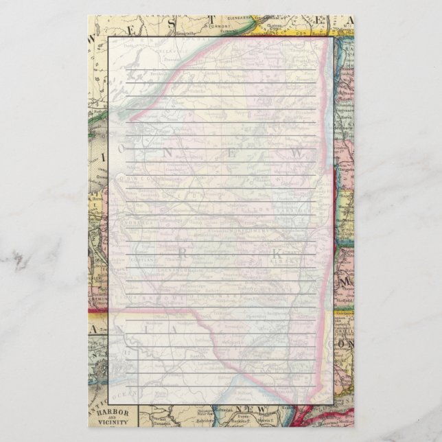 Papelaria Mapa Do Condado Dos Estados De Nova Iorque (Frente)