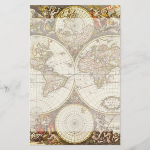 Papelaria Mapa do mundo antigo, C. 1680. Por Frederick de