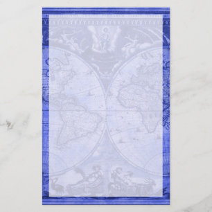 Papelaria Mapa do mundo azul J Blaeu 1664 da antiguidade da