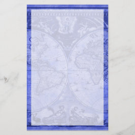 Papelaria Mapa Mundial Antiquado da Versão Azul J Blaeu 1664