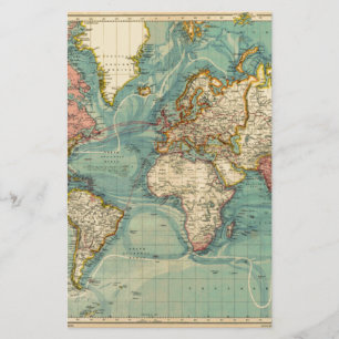 Papelaria Mapa Mundial Vintage