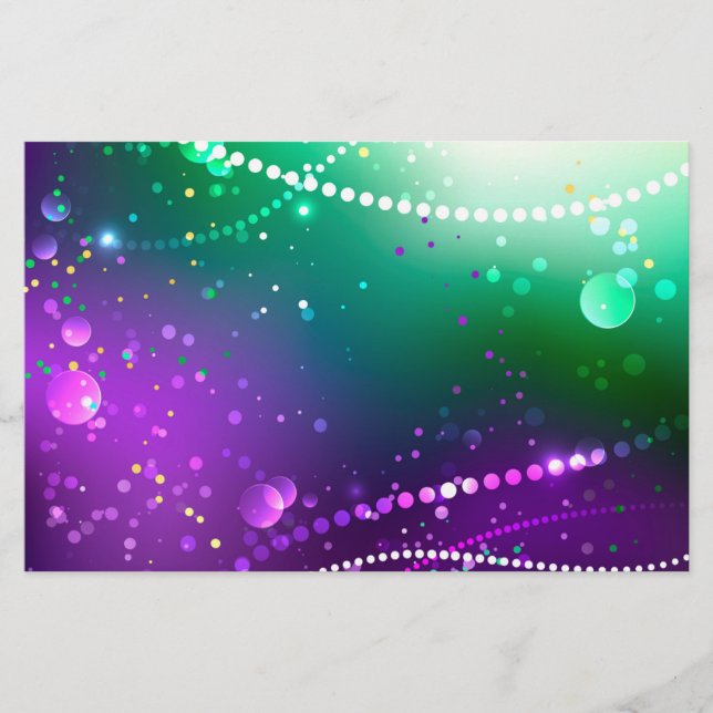 Papelaria Mardi Gras Festivo Purple Background (Frente)