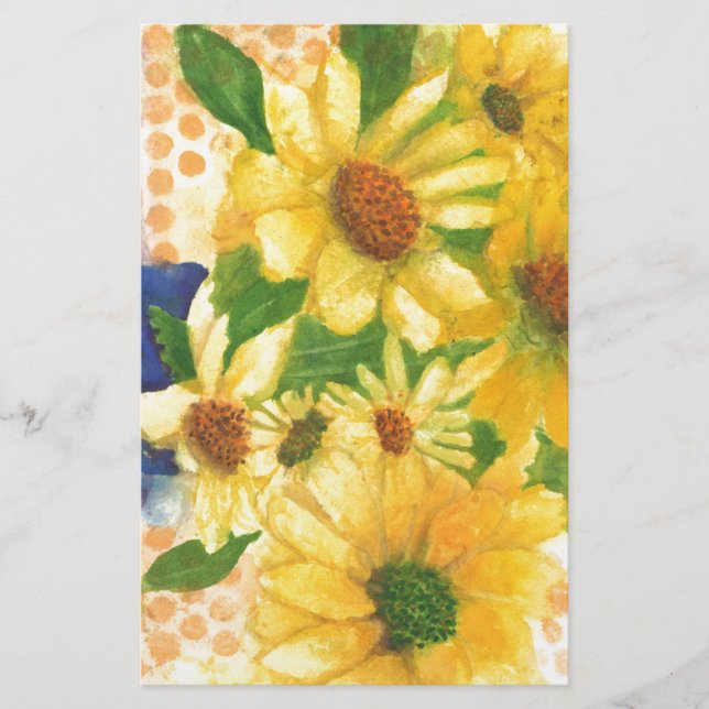 Papelaria margarida amarela no vaso azul (Frente)