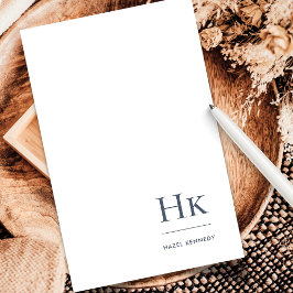 Papelaria Marinho Azul Branco Monograma Clássico Personaliza