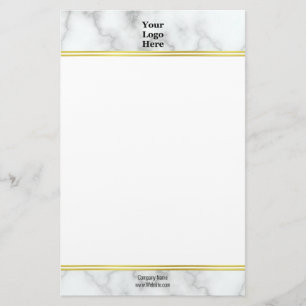 Papelaria Mármaco branco elegante Seu logotipo aqui